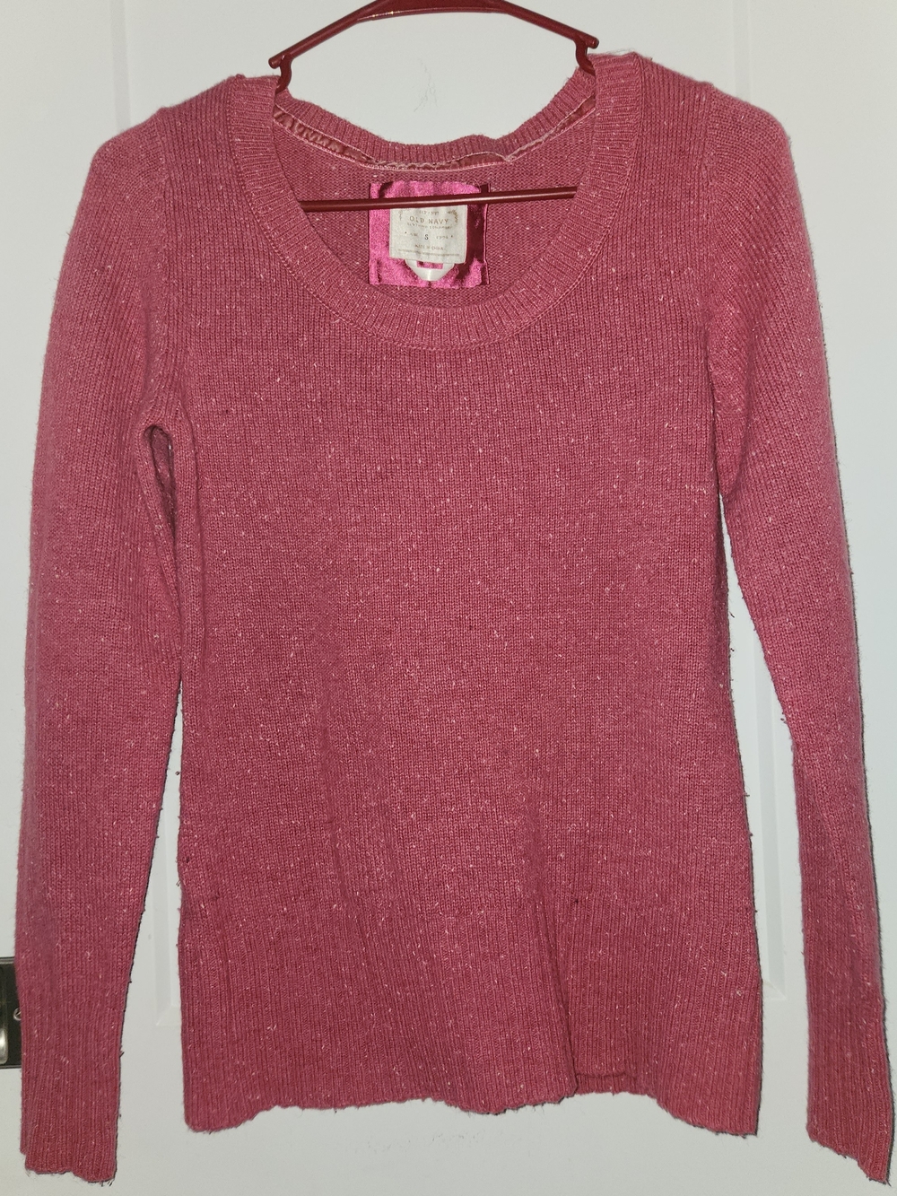 Old Navy Lambs Wool Pink Scoopneck Vintage Ribbed Sweater